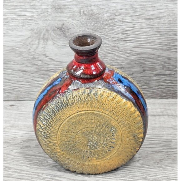 Vintage Pottery Vase Ceramic Abstarct Art Handmade Pot 6" Home Room Decor Gift - Picture 4 of 16